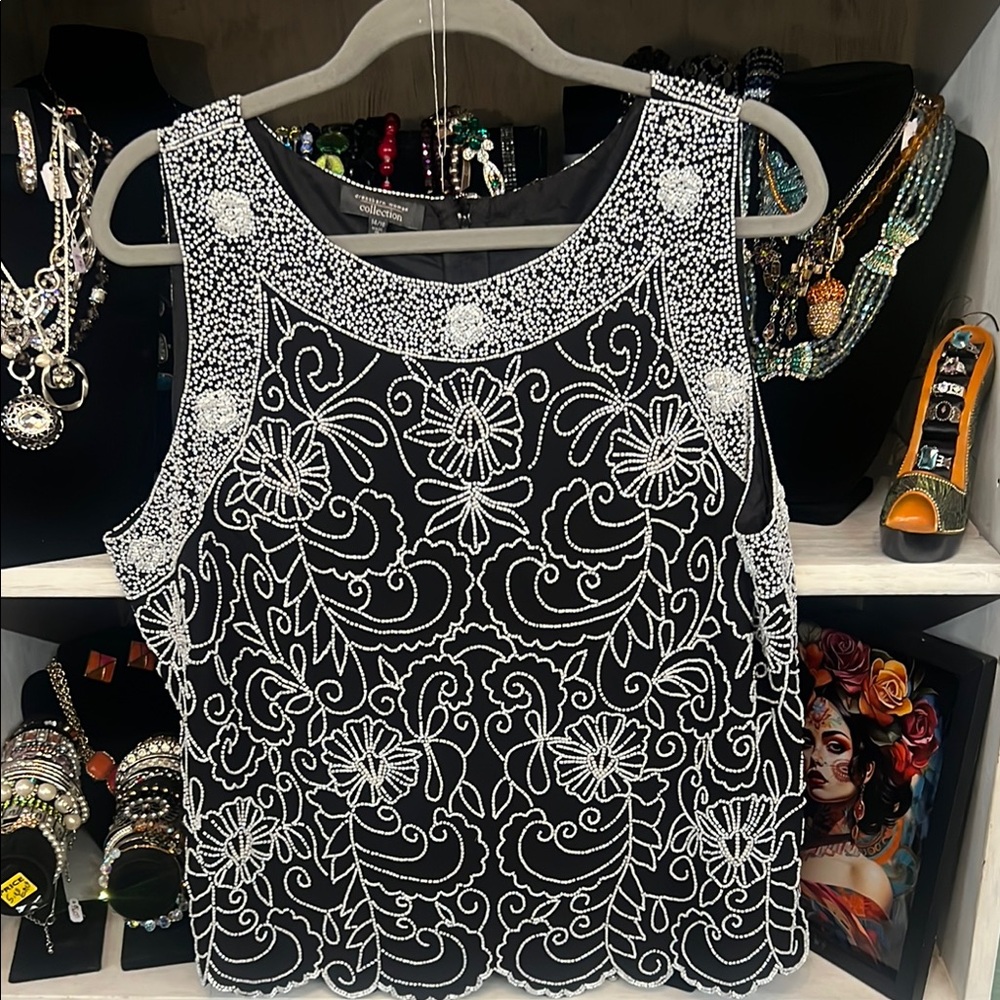 Embellished Multicolored Tank Top Blouse